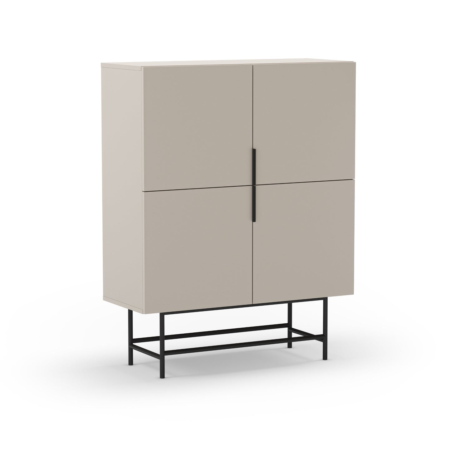 Eldia High Sideboard, Four Door, Wood and Metal - Cream Finish