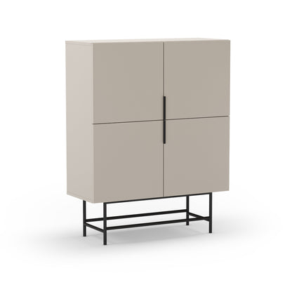 Eldia High Sideboard, Four Door, Wood and Metal - Cream Finish