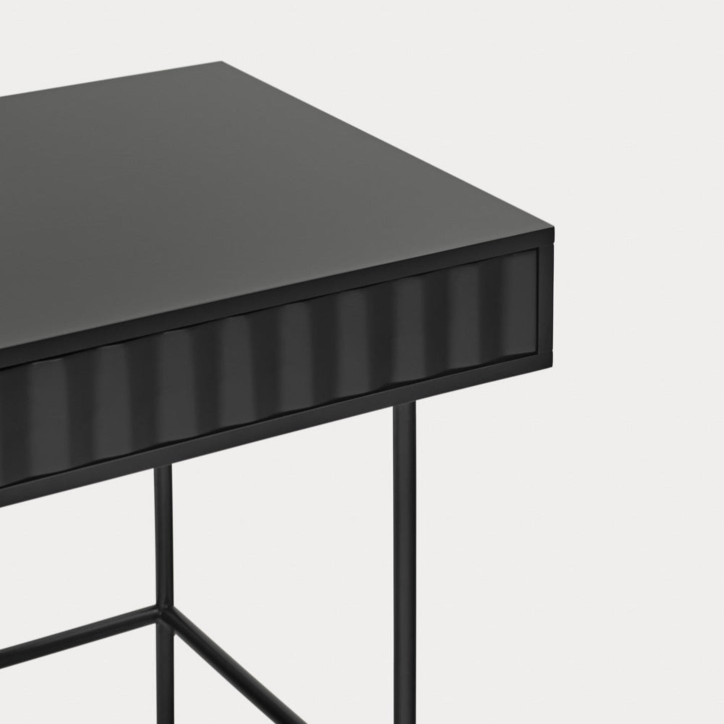 Sierra Home Desk, Two Drawer, 120cm Rectangular, Wood with Metal Frame - Matt Black Finish