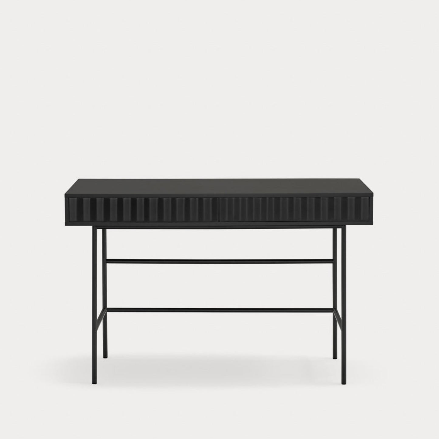 Sierra Home Desk, Two Drawer, 120cm Rectangular, Wood with Metal Frame - Matt Black Finish
