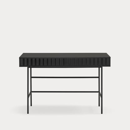 Sierra Home Desk, Two Drawer, 120cm Rectangular, Wood with Metal Frame - Matt Black Finish