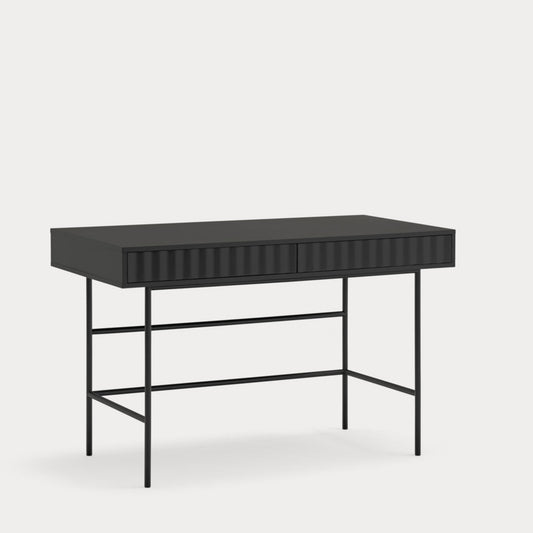 Sierra Home Desk, Two Drawer, 120cm Rectangular, Wood with Metal Frame - Matt Black Finish