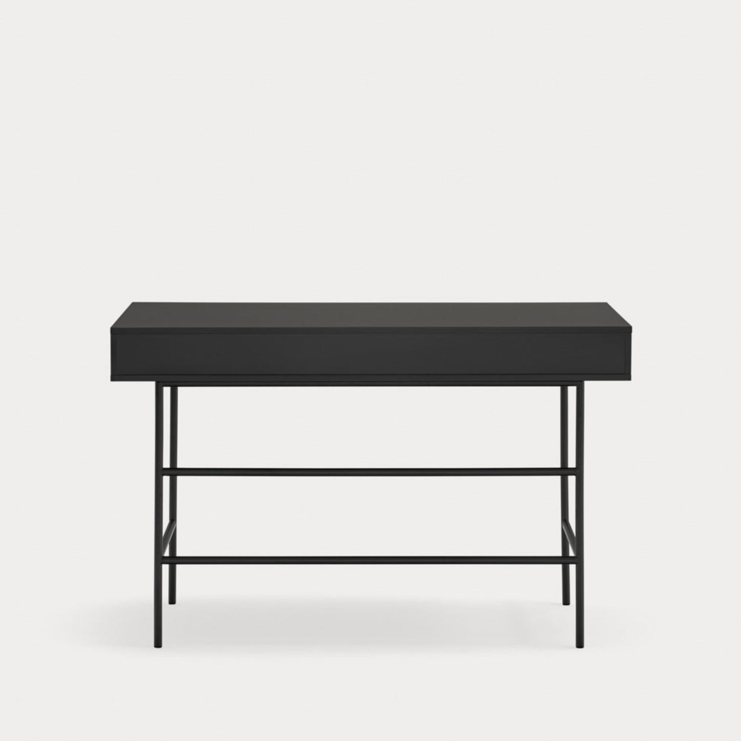 Sierra Home Desk, Two Drawer, 120cm Rectangular, Wood with Metal Frame - Matt Black Finish