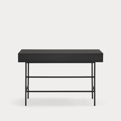 Sierra Home Desk, Two Drawer, 120cm Rectangular, Wood with Metal Frame - Matt Black Finish