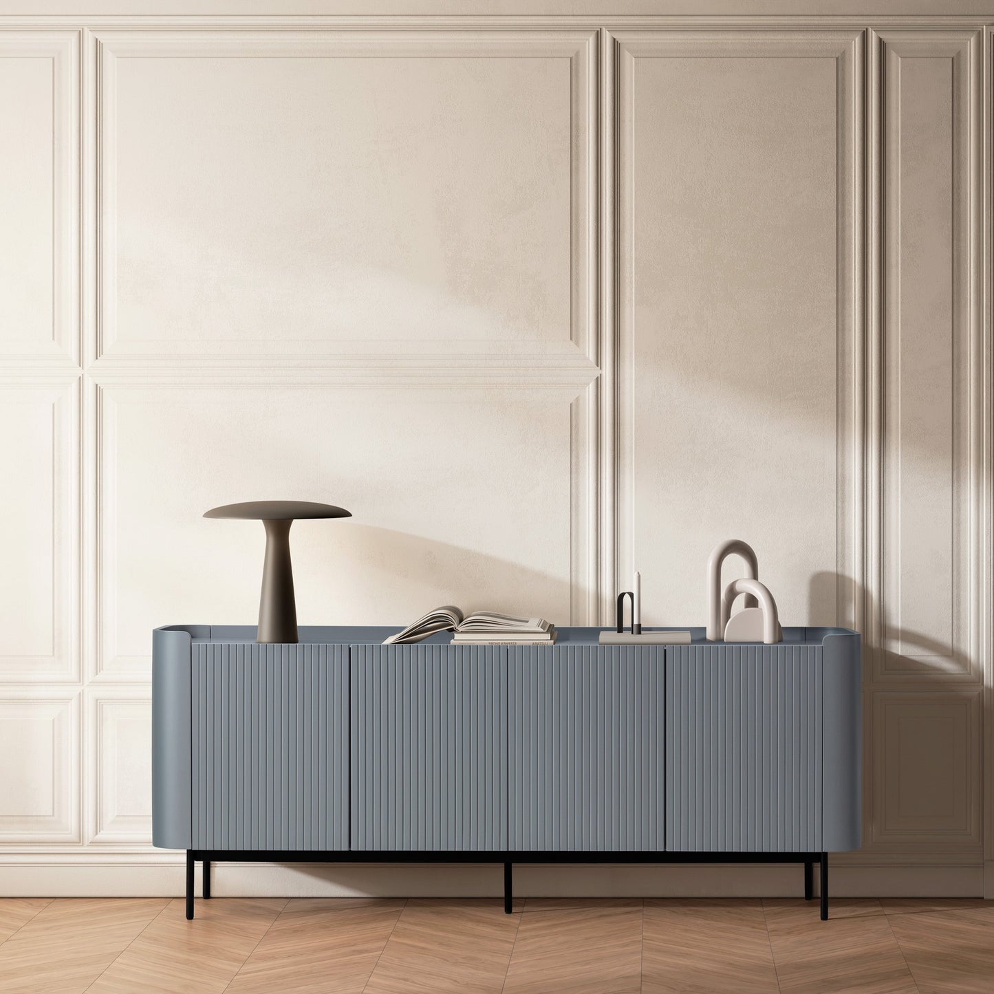 Wila Sideboard, Four Doors - Blue Finish