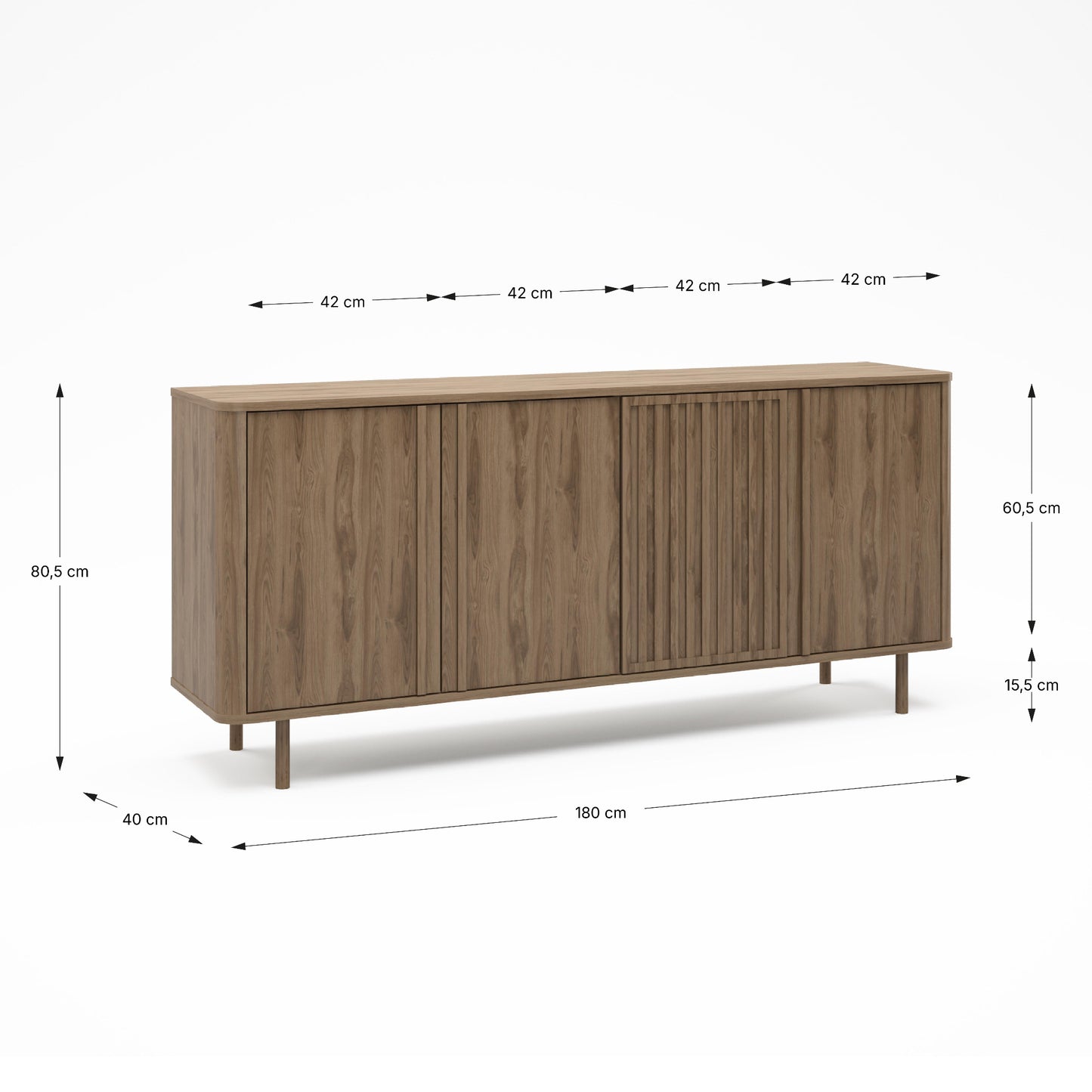 Seville Four Door Sideboard - Oak Finish