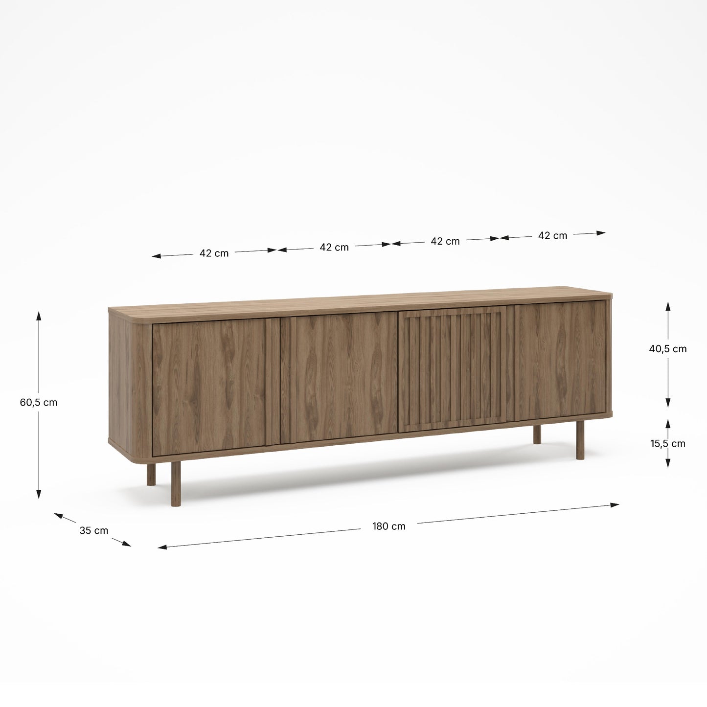 Seville Four Door TV Stand - Oak Finish