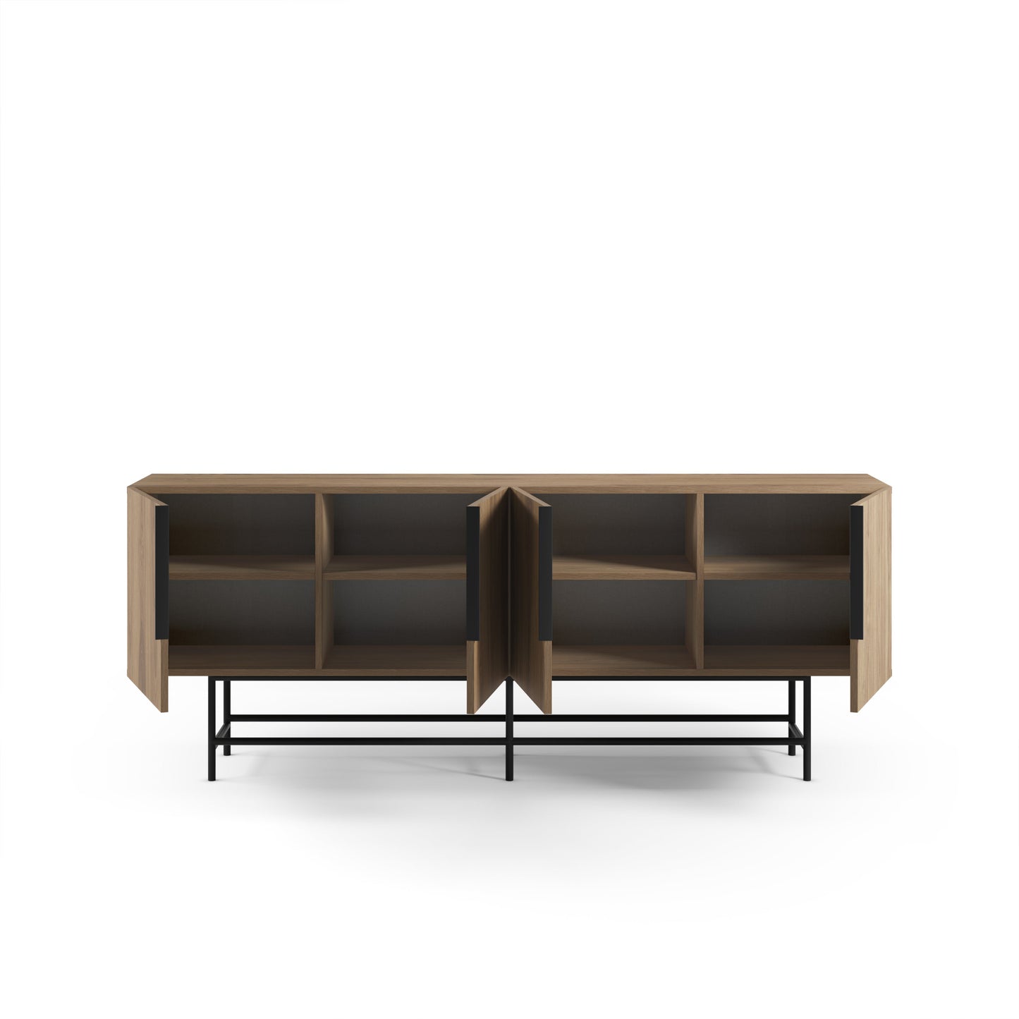 Eldia Sideboard, Four Doors, Wood and Metal - Oak Finish