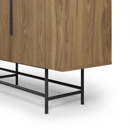Eldia Sideboard, Four Doors, Wood and Metal - Oak Finish