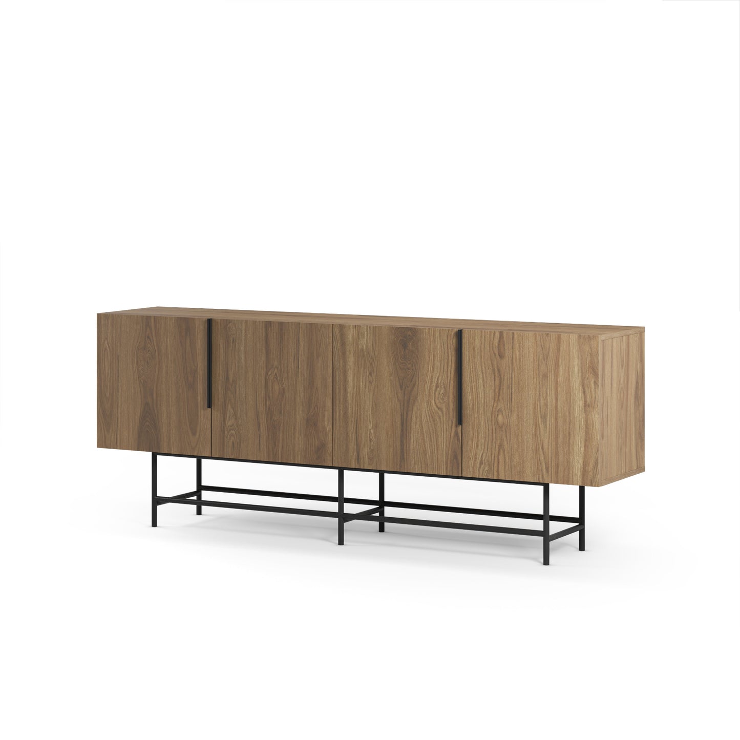Eldia Sideboard, Four Doors, Wood and Metal - Oak Finish