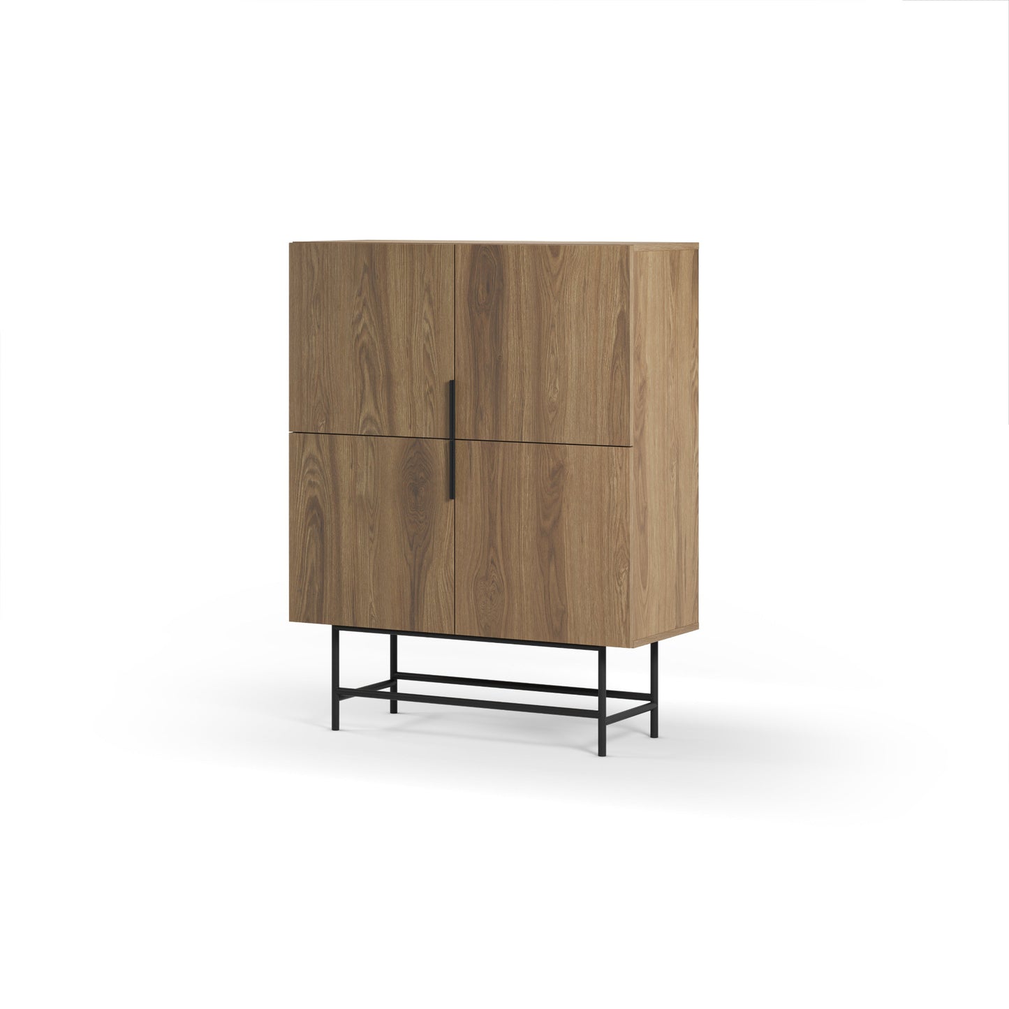 Eldia High Sideboard, Four Door, Wood and Metal - Oak Finish