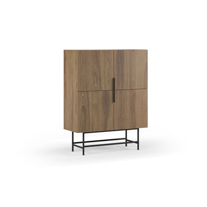 Eldia High Sideboard, Four Door, Wood and Metal - Oak Finish