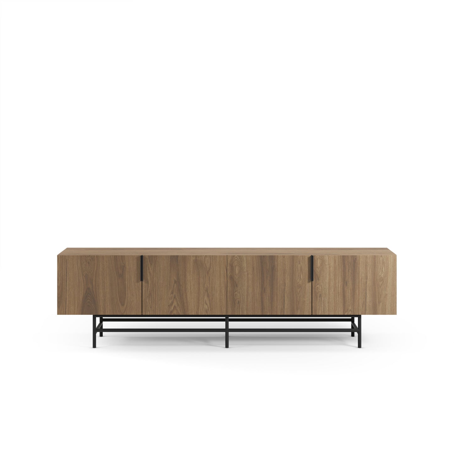 Eldia TV Stand, Four Doors, Wood and Metal - Oak Finish