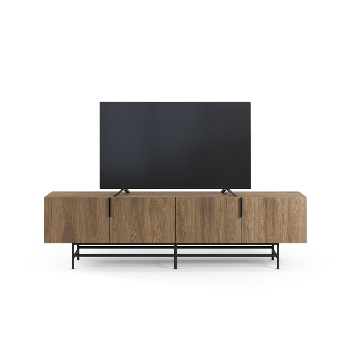 Eldia TV Stand, Four Doors, Wood and Metal - Oak Finish