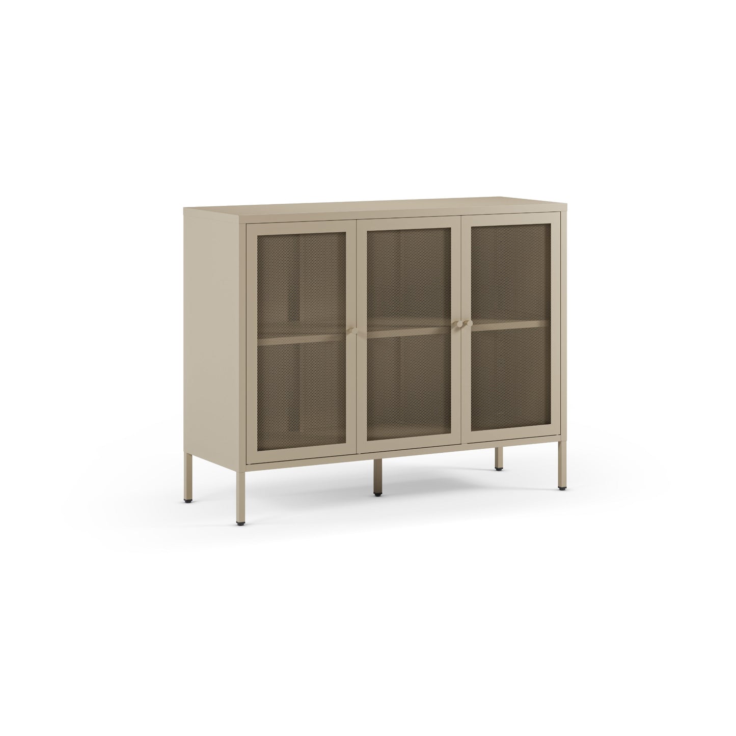 Metal Sideboard Three Door Mocha Light Brown 120cm  Antonia Collection