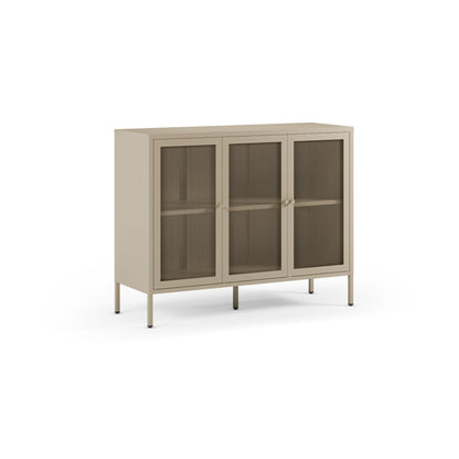 Metal Sideboard Three Door Mocha Light Brown 120cm  Antonia Collection