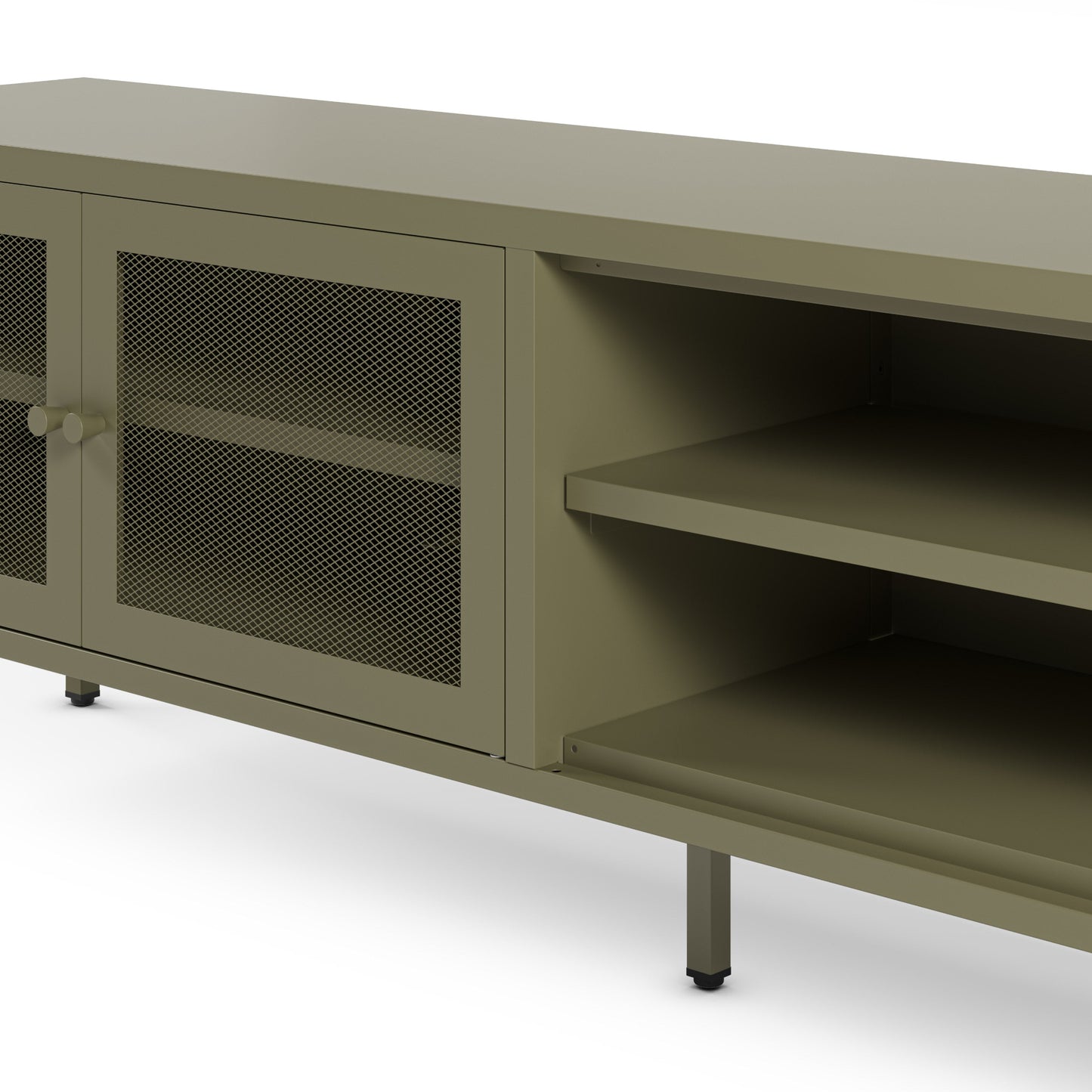 Antonia Two-Door Metal TV Stand - Sage Green