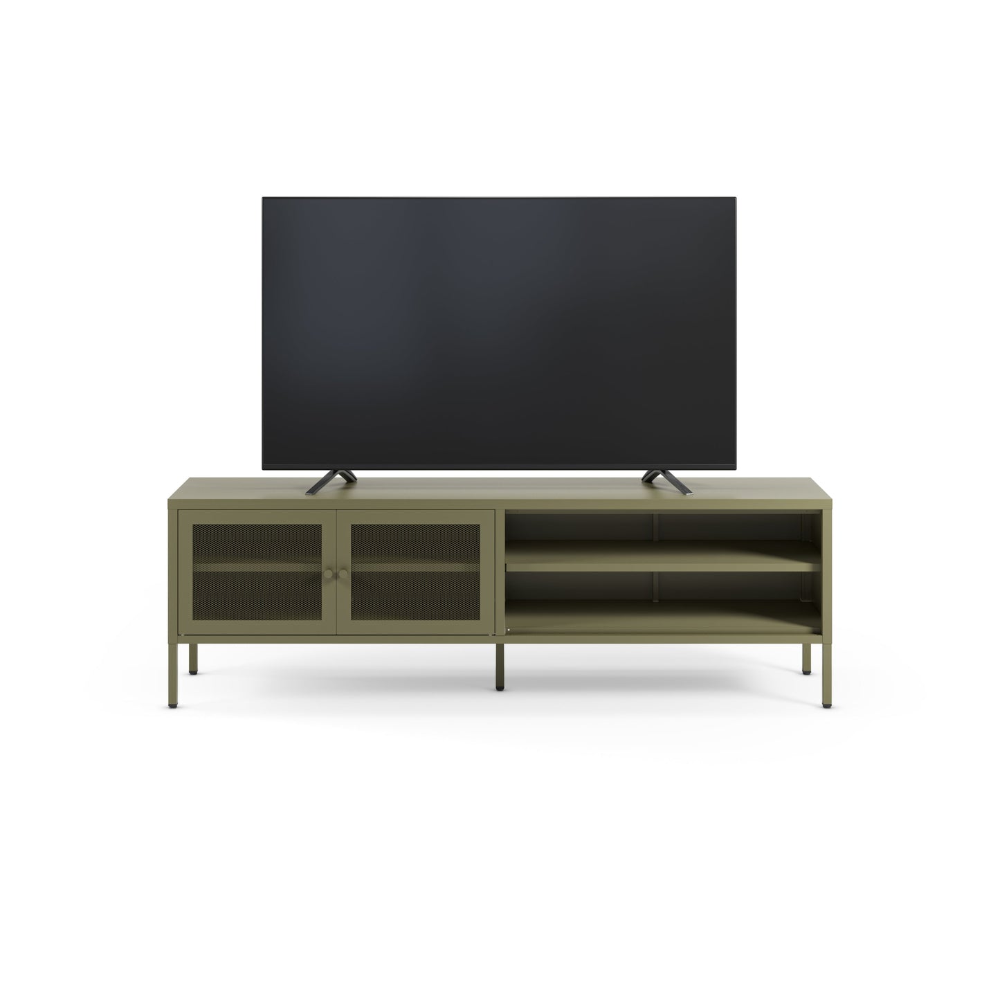 Antonia Two-Door Metal TV Stand - Sage Green