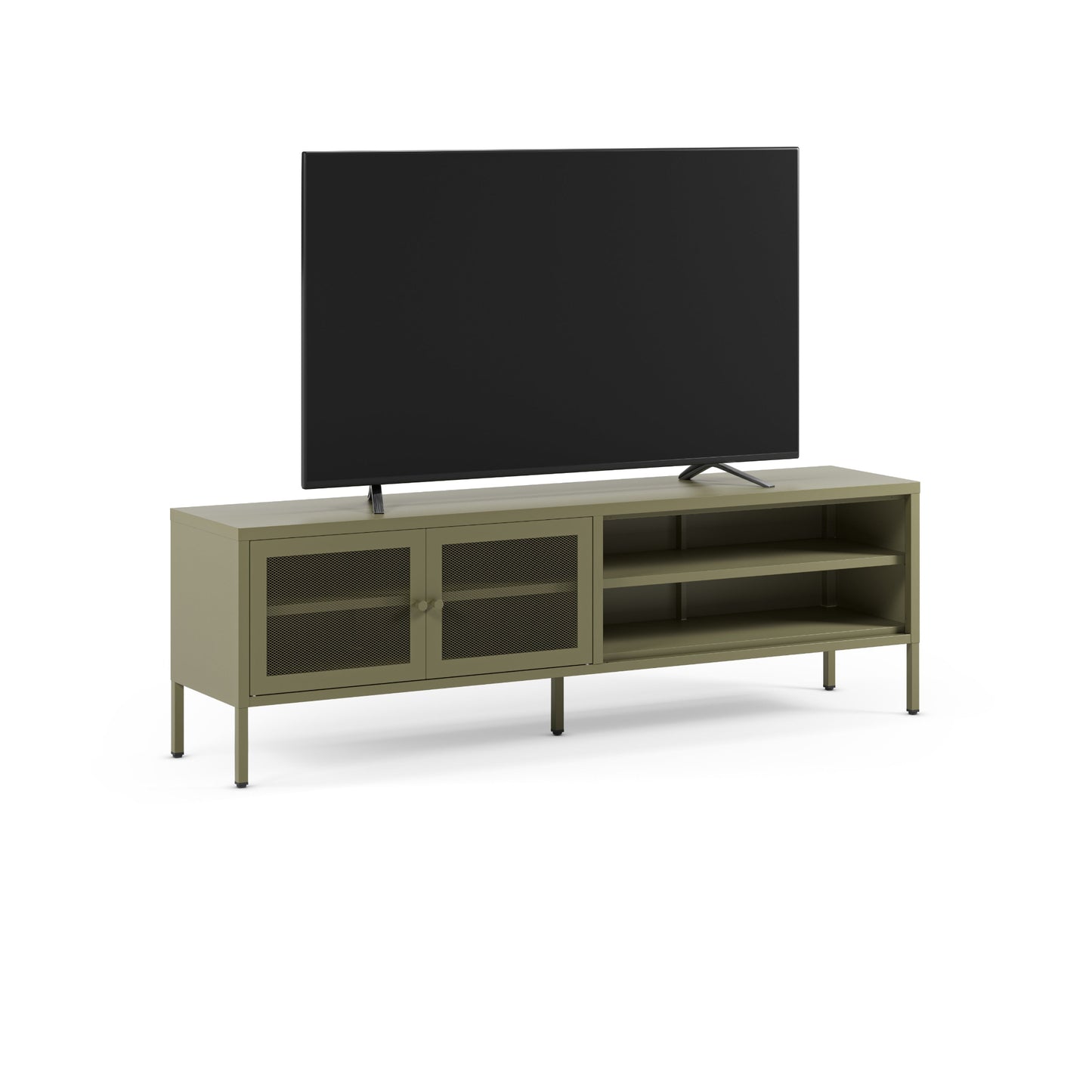 Antonia Two-Door Metal TV Stand - Sage Green