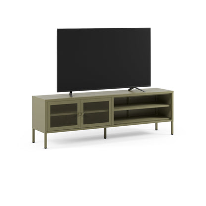Antonia Two-Door Metal TV Stand - Sage Green