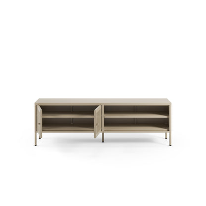 Antonia Two-Door Metal TV Stand - Stone Finish