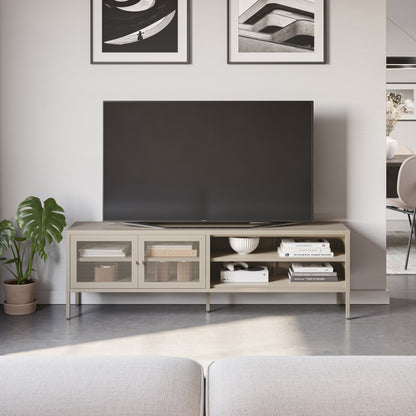 Antonia Two-Door Metal TV Stand - Stone Finish