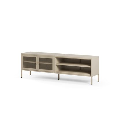 Antonia Two-Door Metal TV Stand - Stone Finish