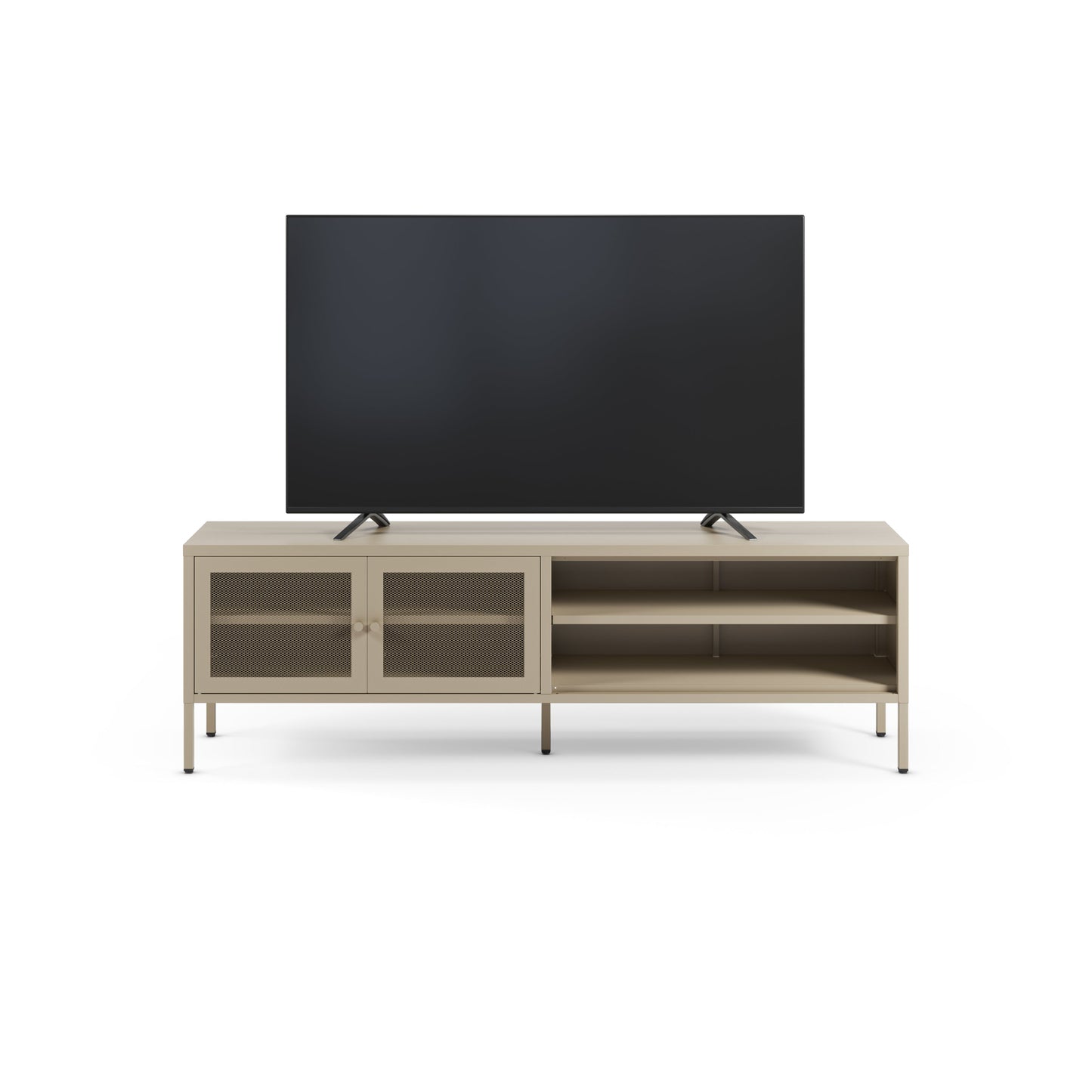 Antonia Two-Door Metal TV Stand - Stone Finish