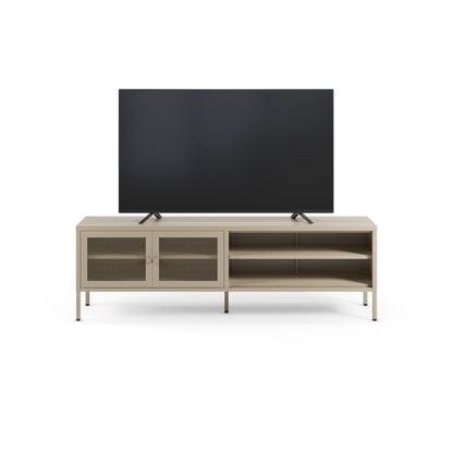 Antonia Two-Door Metal TV Stand - Stone Finish