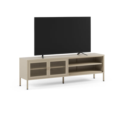 Antonia Two-Door Metal TV Stand - Stone Finish