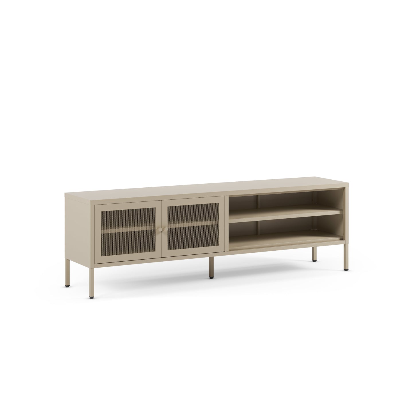 Antonia Two-Door Metal TV Stand - Stone Finish