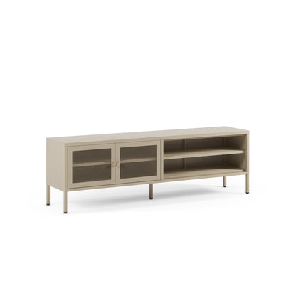 Antonia Two-Door Metal TV Stand - Stone Finish