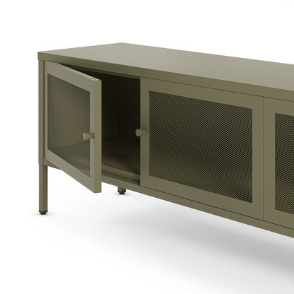 Antonia Four-Door Metal TV Stand - Sage Green