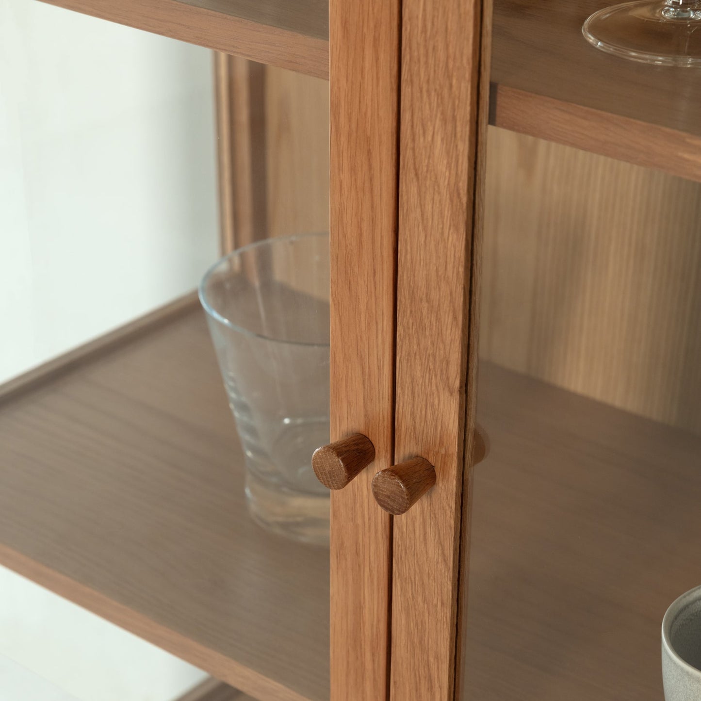 Ceci High Sideboard, Two Glass Doors - Oak Finish