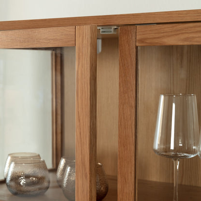 Ceci High Sideboard, Two Glass Doors - Oak Finish