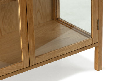 Ceci High Sideboard, Two Glass Doors - Oak Finish