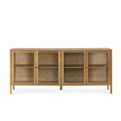 Ceci Sideboard, Four Glass Doors - Oak Finish