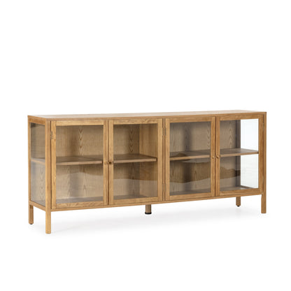 Ceci Sideboard, Four Glass Doors - Oak Finish