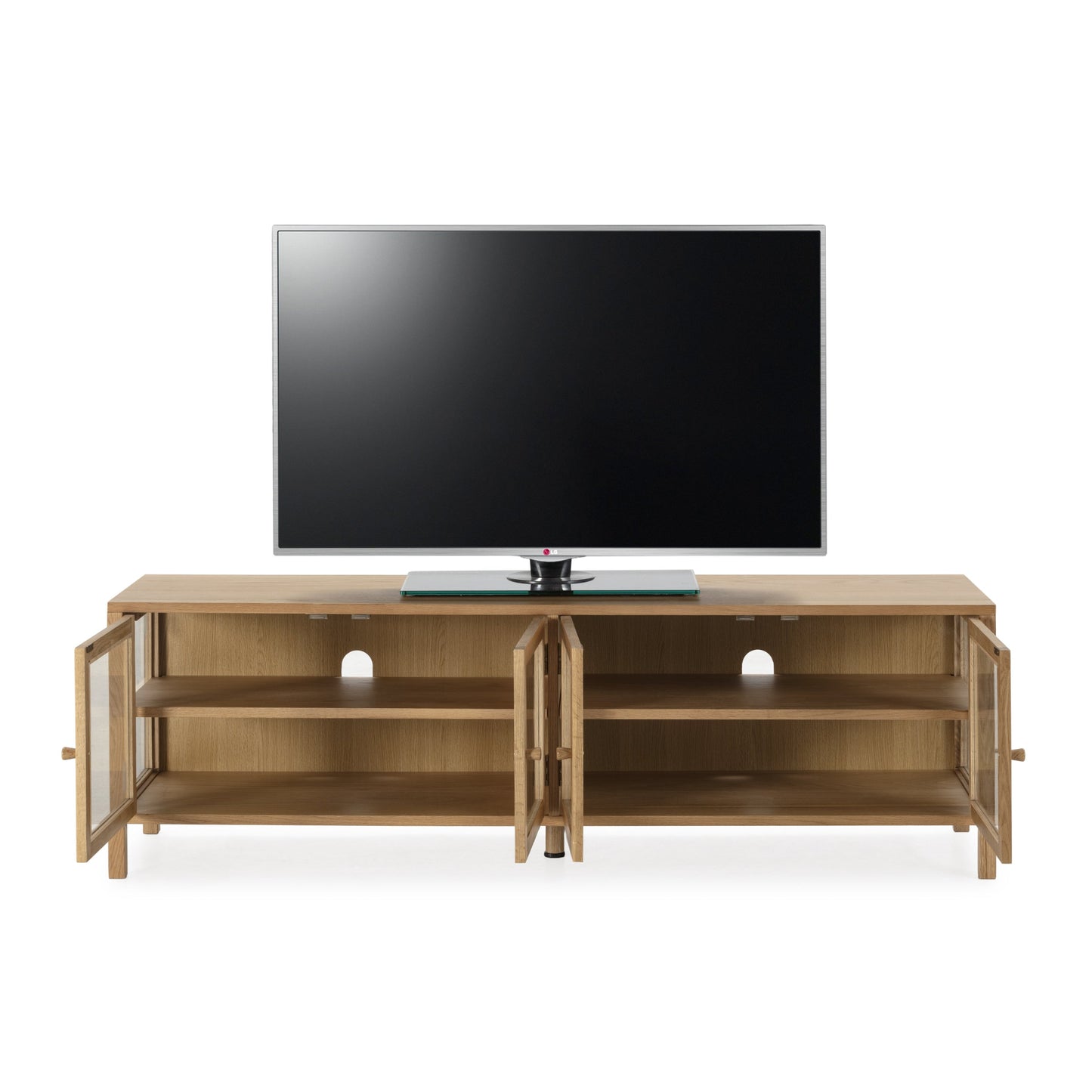 Ceci TV Stand, Four Glass Doors - Oak Finish