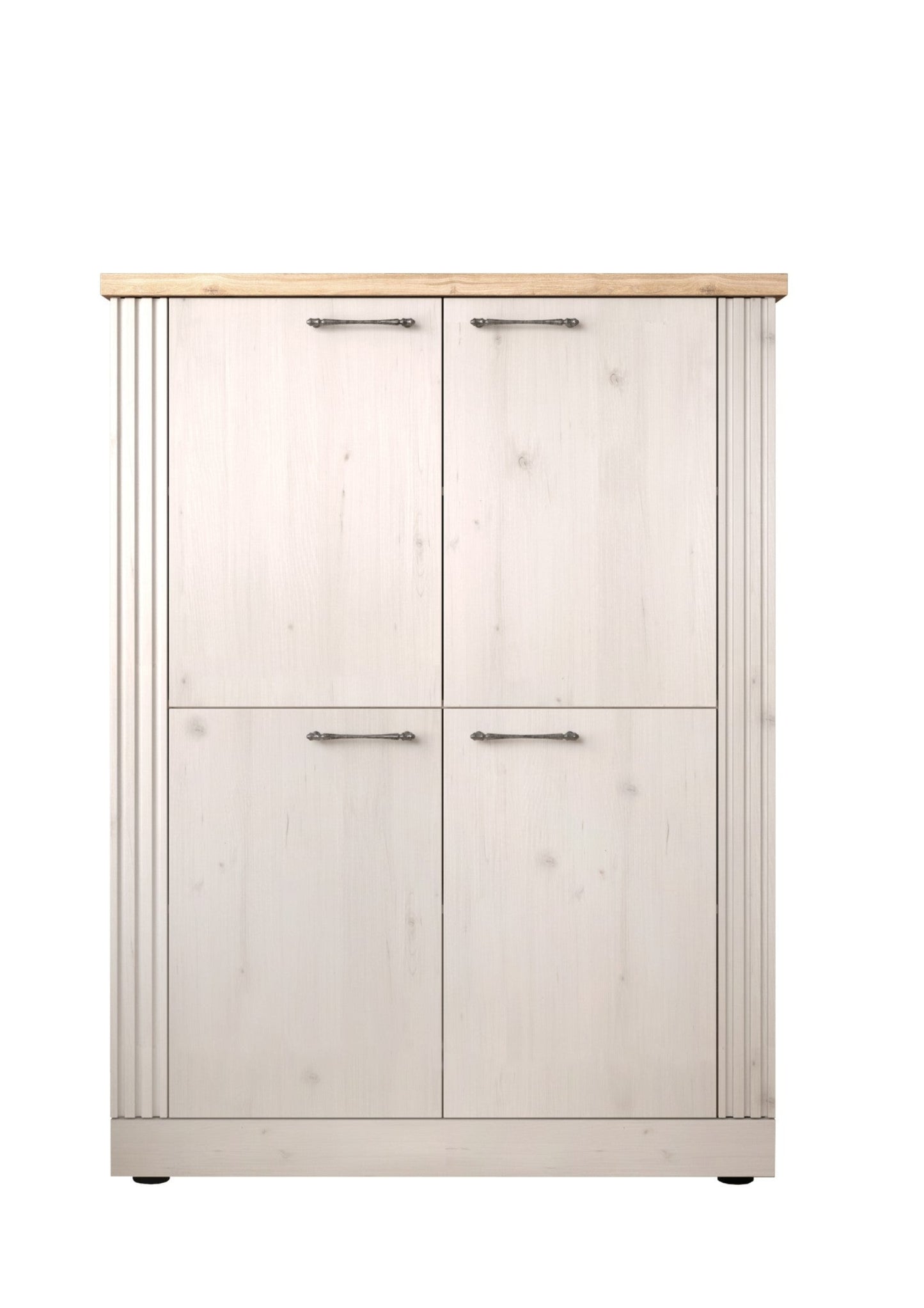 Capri Four Door High Sideboard - Ivory & Natural Oak Finish