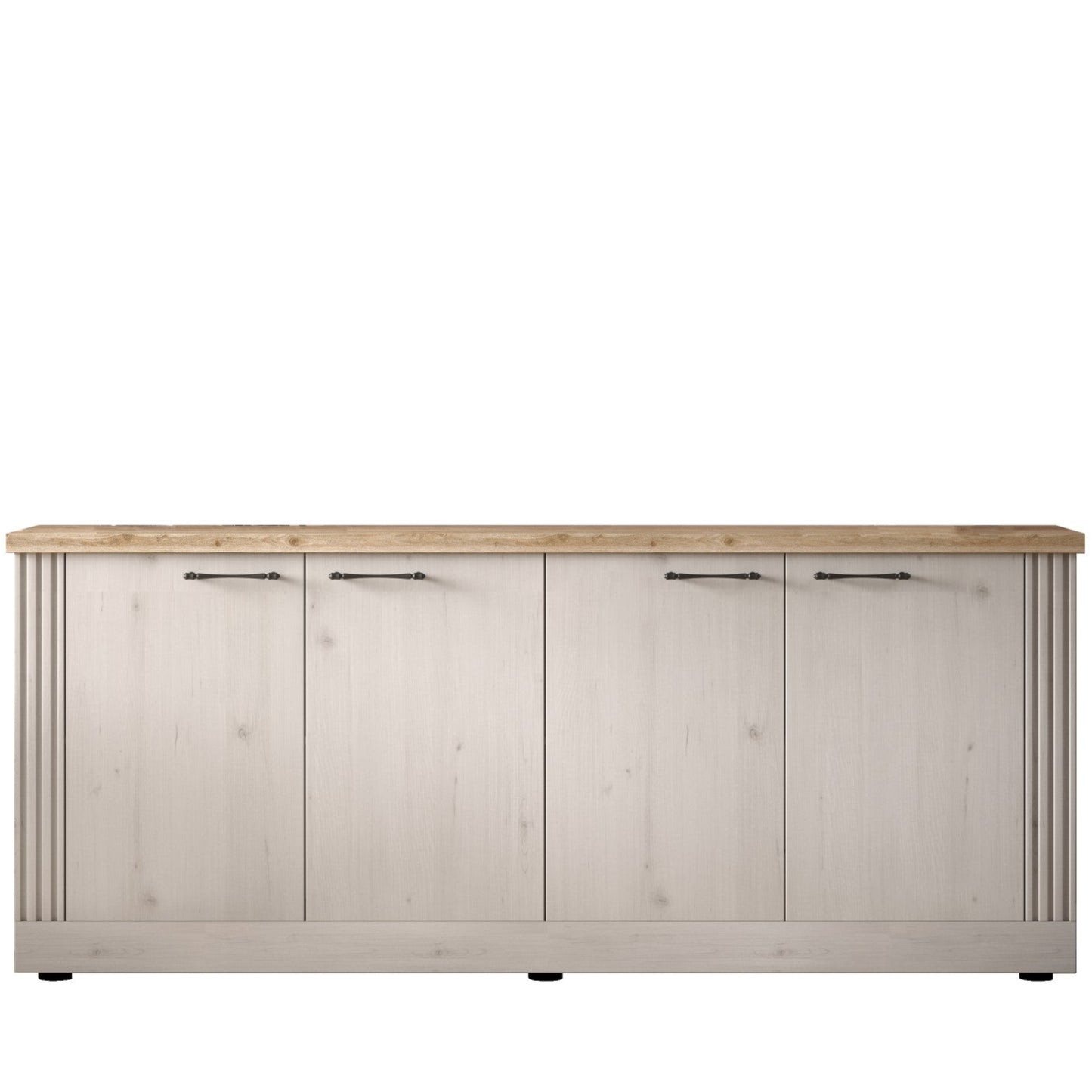 Capri Four  Door Sideboard - Ivory & Natural Oak Finish