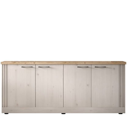 Capri Four  Door Sideboard - Ivory & Natural Oak Finish