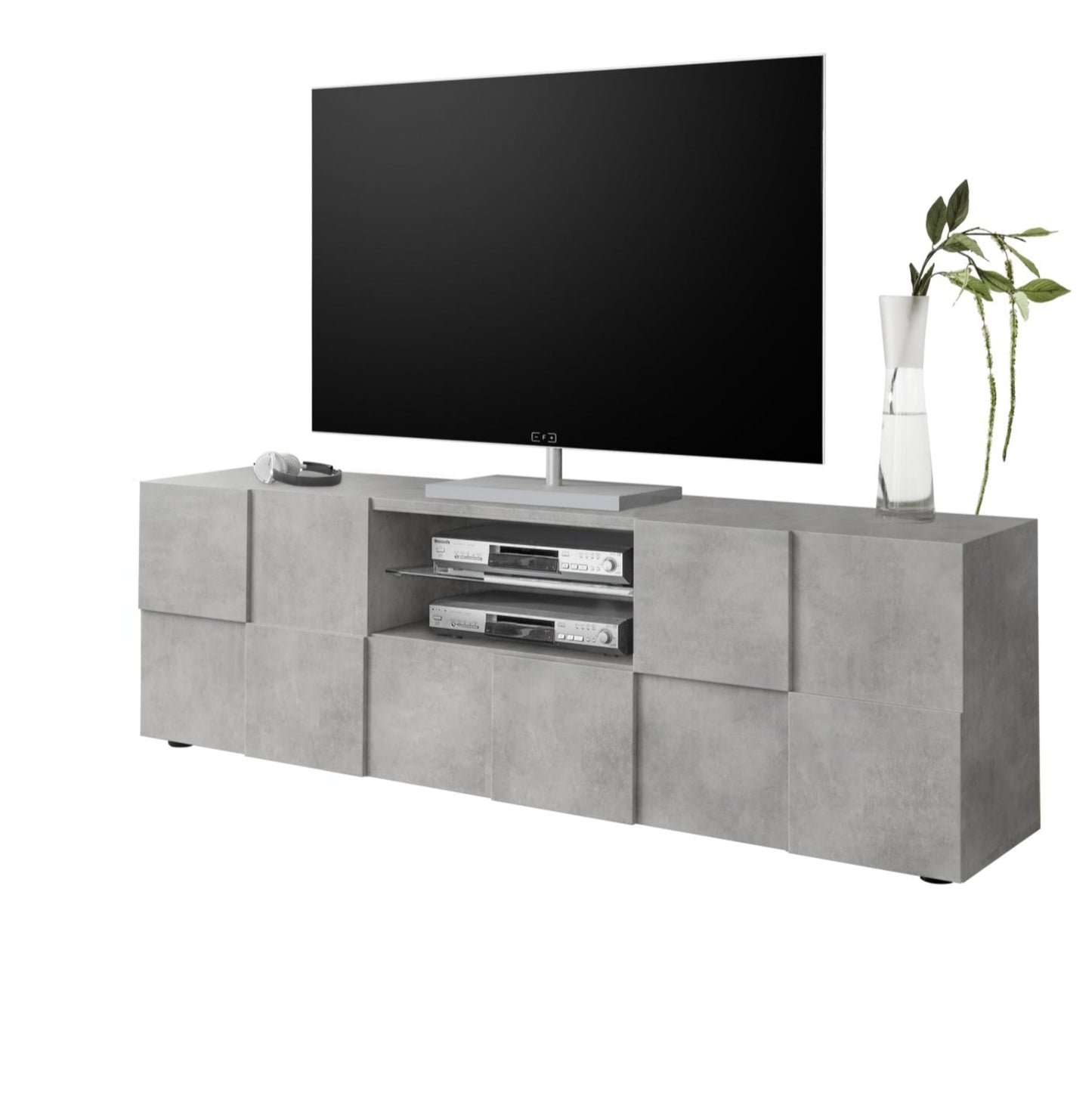 Donato TV Stand, Two Door, One Drawer, AV Space - Grey Finish