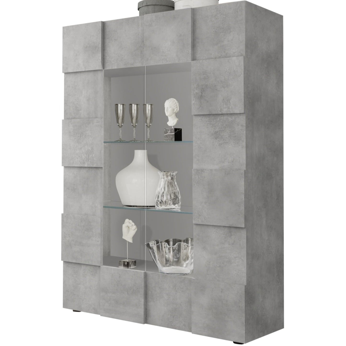 Donato Display Cabinet, Two Doors, Optional LED Spotlight - Grey Finish