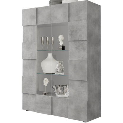 Donato Display Cabinet, Two Doors, Optional LED Spotlight - Grey Finish