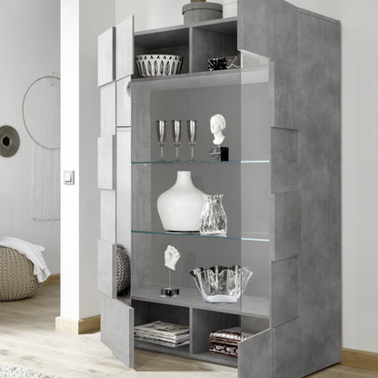 Donato Display Cabinet, Two Doors, Optional LED Spotlight - Grey Finish