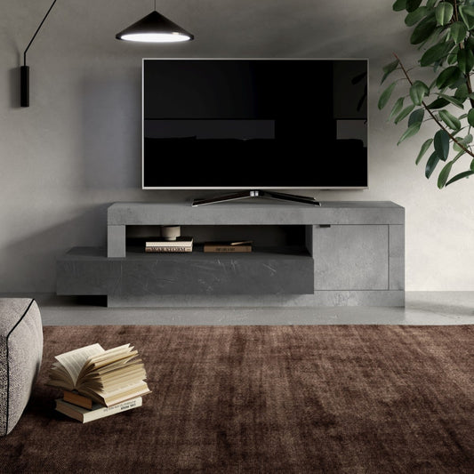 Forenza TV Stand, One Door, Two Drawers - Grey and Anthracite Finish