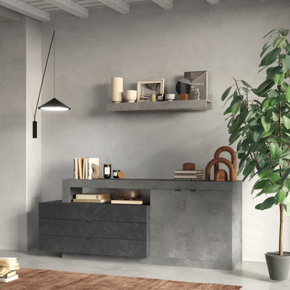 Forenza Sideboard, Two Doors, Three Drawers - Grey and Anthracite Finish