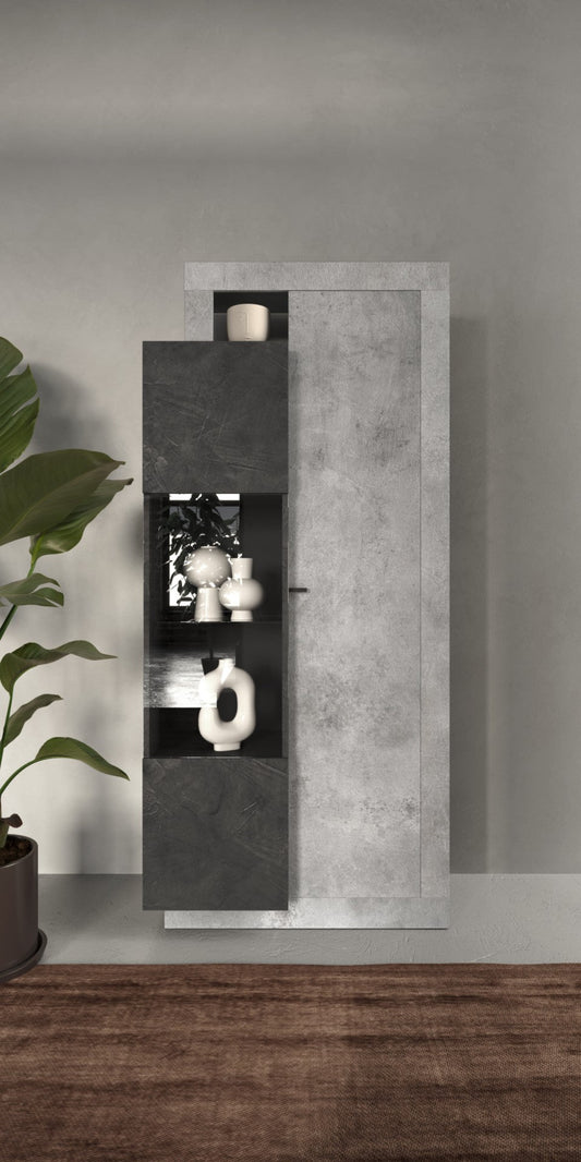Forenza Display Cabinet, Two Doors - Grey and Anthracite Finish