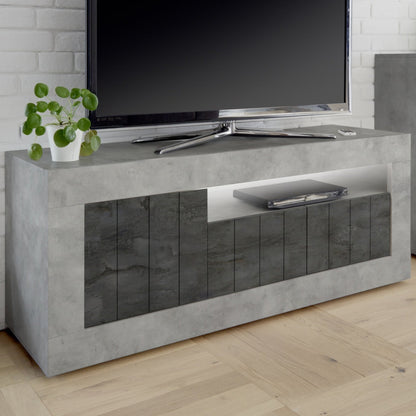 Como TV Stand, Three Doors, AV Storage - Grey and Anthracite Finish